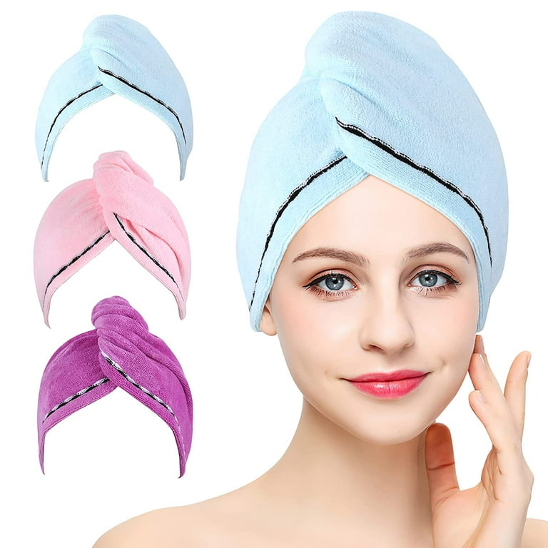 Large Microfiber Hair Towel Wrap for Women, Anti Frizz Hair Drying Towel  with Elastic Strap, Fast Drying Hair Turbans for Wet Hair, Long, Thick,  Curly Hair, Super Soft Hair Wrap Towels Dark