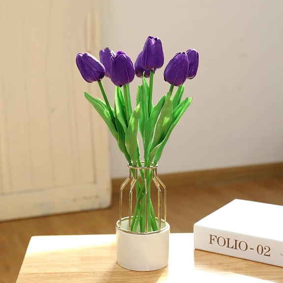 Splihome Tulip Artificial Flower Real Touch Flower Bouquet Wedding Decoration Home Decor purple