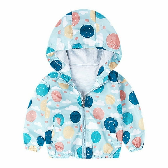 EnJoCho Baby Fashion Outer Clothing Toddler Outdoor Breathable Cartoon Printed Zipper Jacket Colorblocking Punching Jacket Kids Jacket Windbreaker Kids Trendy Wear 2-3 Years