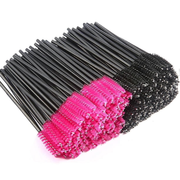 400 PCS Disposable Eyelash Mascara Brushes Makeup Brush Wands Applicator Makeup Kits (Black&Rose red)