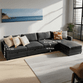 thumbnail image 2 of GIANNA 5 Seat Convertible Sectional Sofa Couch, U-Shaped Modern Modular Sofa Sleeper with Ottoman, For Living Room, Gray, 2 of 8