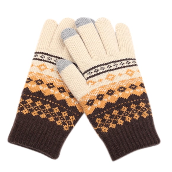 GDREDA Gants d'Hiver Tricotés à Écran Tactile Design Flocon de Neige Chaud pour Femmes Hommes avec Compatibilité pour Téléphone Portable et Impression à la Mode, Taille Unique