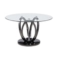thumbnail image 2 of Milan Lyn Round Glass Dining Table w/ Graphite Gray 3-Ring Steel Base, 2 of 4