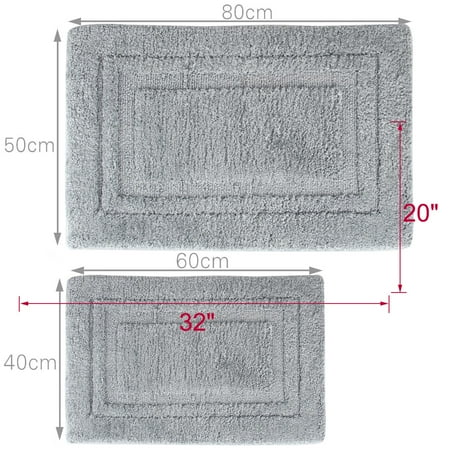 2 Piece Gray Non Slip Soft Bath Rug Set Bath Mat Bathroom Rugs Walmart Canada