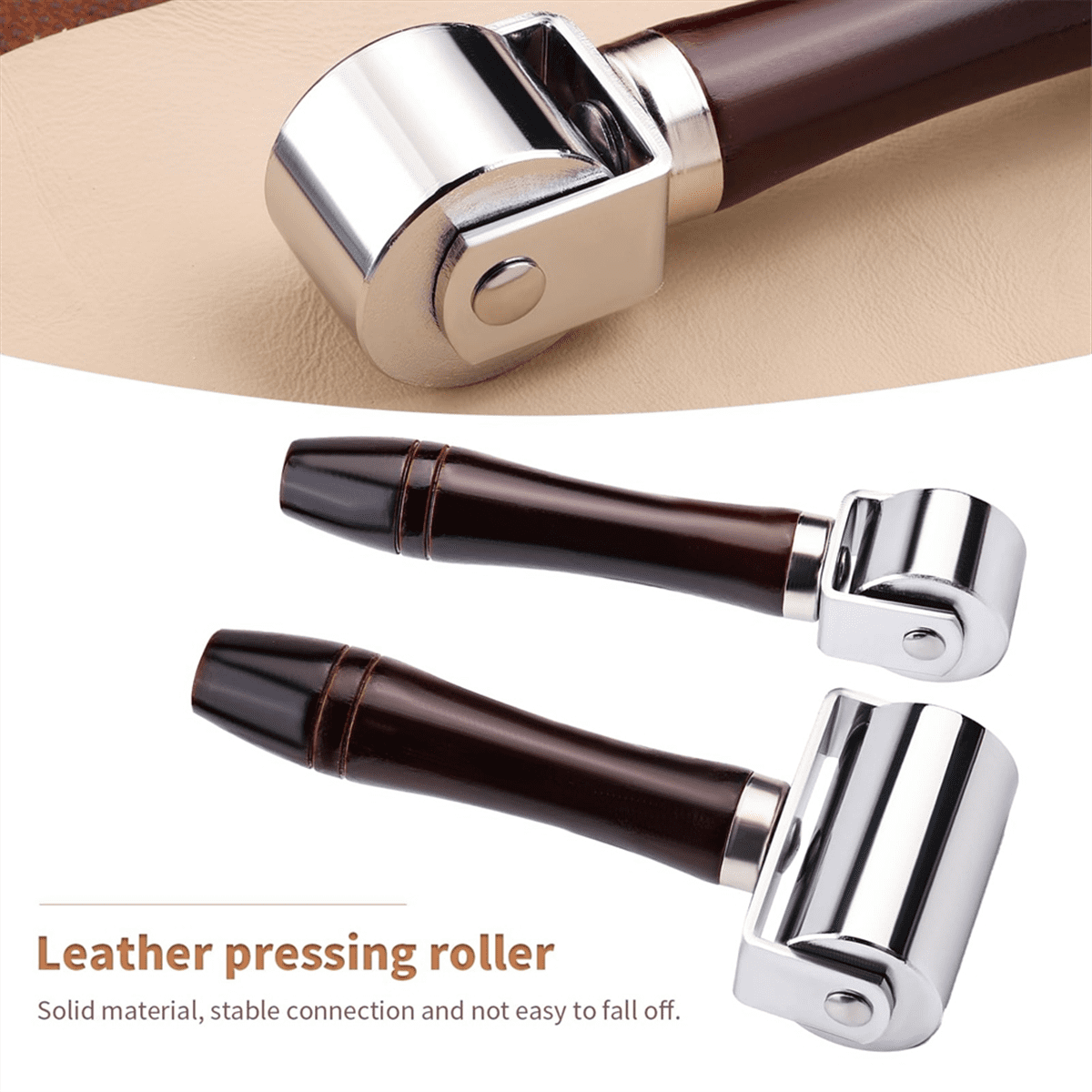 26mm+60mm Leather Edge Roller, Wooden Handle Leather Rolling Craft Roller, Seam Roller for Leather
