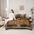 thumbnail image 4 of Castle Fairy Vintage Animal Bear 7-Piece Twin Bedding for Teens,Bohemian Aztec Mountain Bedding Comforter Set,Brown Gold Cream,Black Reversible, 4 of 7