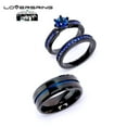 thumbnail image 2 of His and Hers Wedding Ring Sets Couples Rings Black Gold Plated Round Blue Cz Stainless steel band, 2 of 6