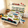 thumbnail image 2 of Erosebridal Cartoon Race Car King Sheets, Colorful Bedding, Blue Border 4pcs (1 Flat Sheet, 1 Fitted Sheet and 2 Pillowcases), 2 of 6