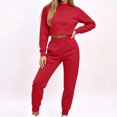 thumbnail image 2 of Women's 2 Piece Outfits Fall Winter Jogger Suits Long Sleeve Crop Tops and Sweatpants Comfy Loungewear Sets with Pockets Casual Tracksuit Red, 2 of 7