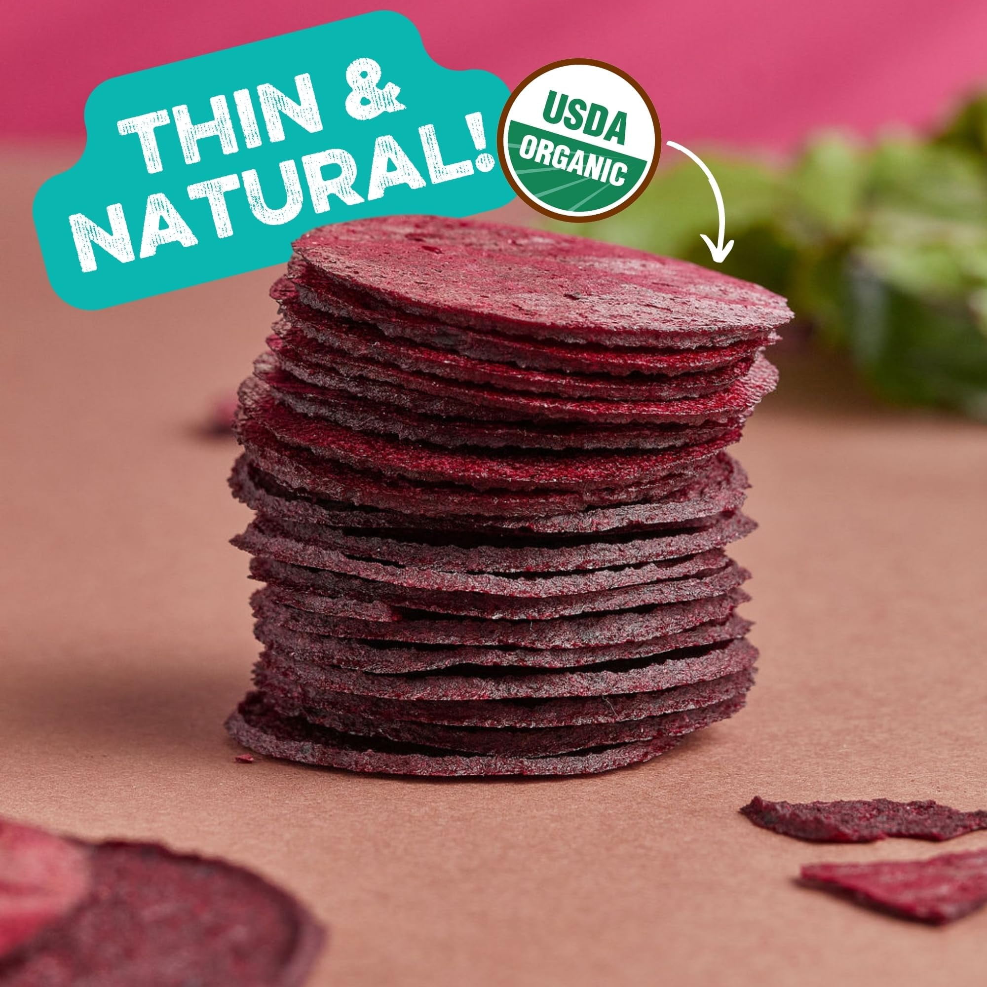 GOOD CHIPS Baked Beet Yacon Chips, Organic Prebiotic Snack, 8-Pack, 1.4oz Bags