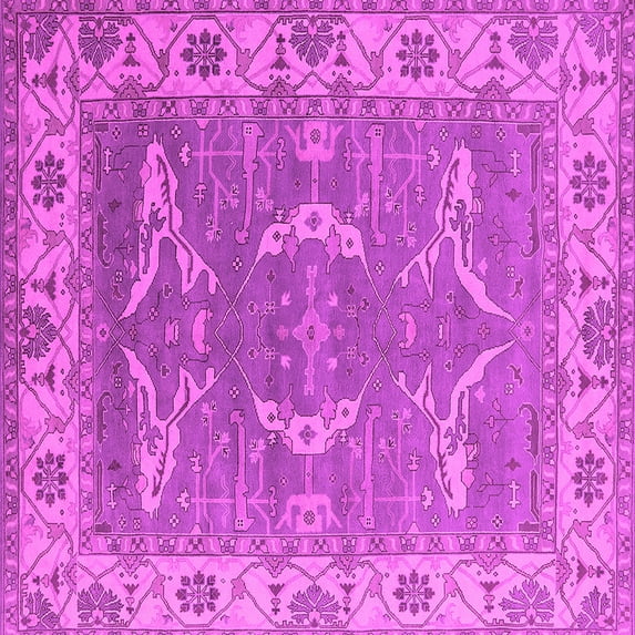 Ahgly Company Indoor Square Oriental Pink Industrial Area Rugs, 4' Square