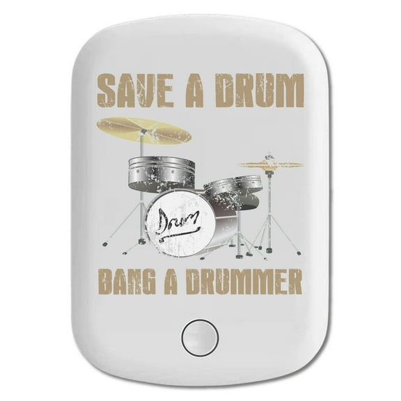 DistinctInk Magnetic Battery Pack, 5000 mAh Wireless Portable Charger with USB-C Cable, Compatible with MagSafe iPhone 14 / 13 / 12 Series - Save a Drum, Bang a Drummer