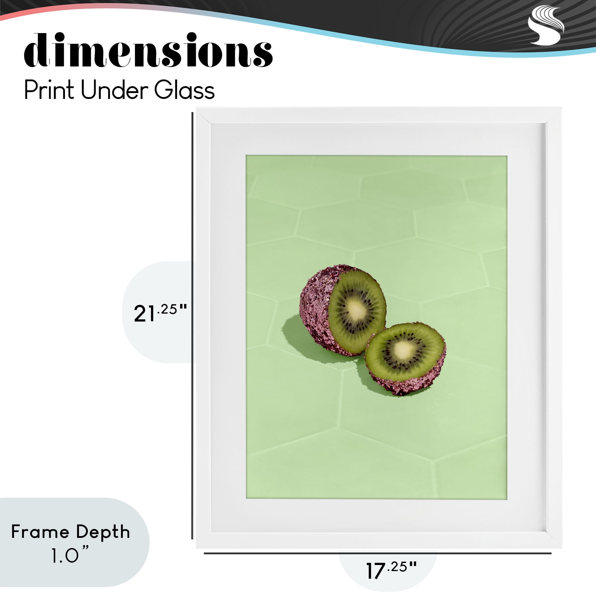 Stupell Industries Green Glimmer Kiwi White Framed Print Under Glass, design by LISH Creative
