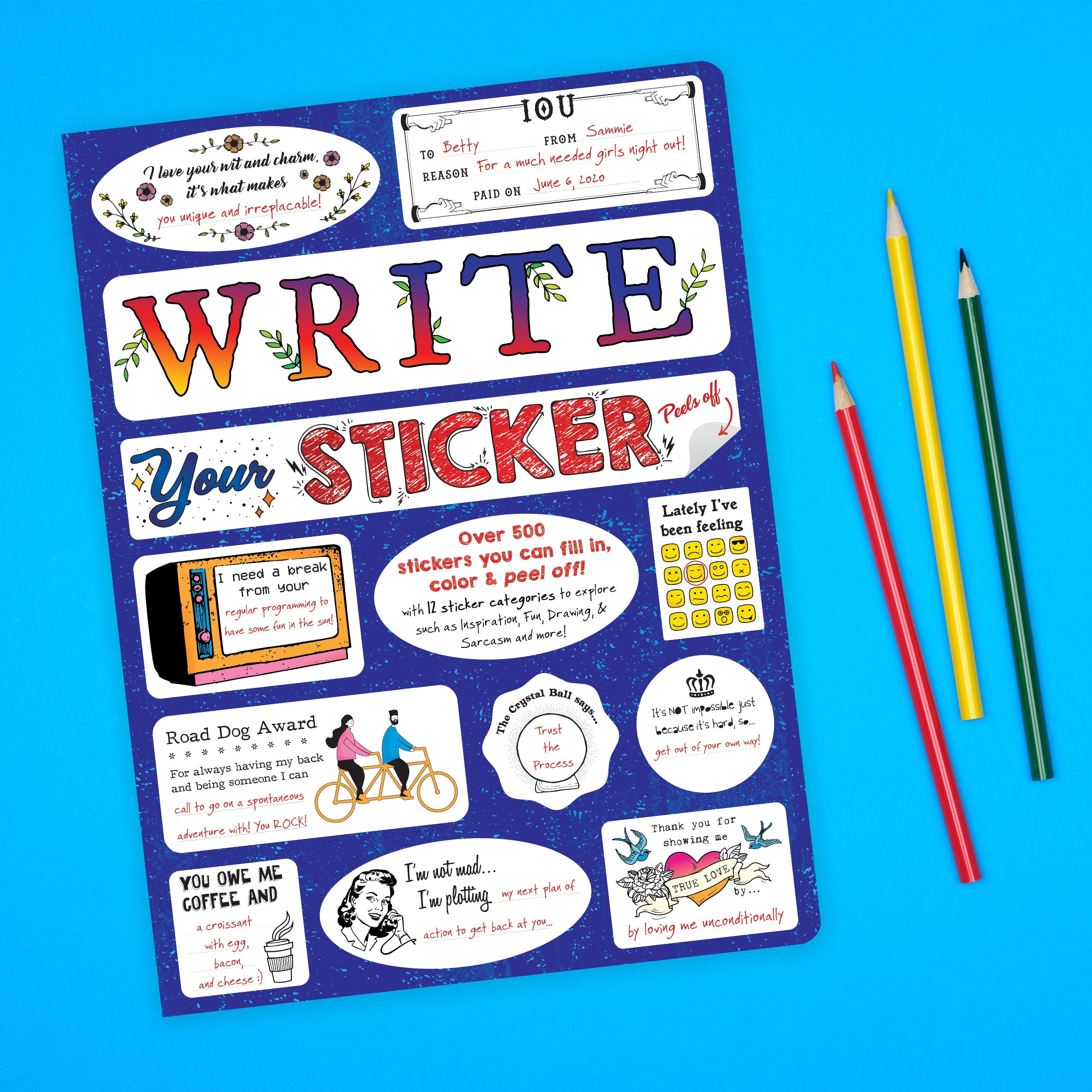 Piccadilly Write Your Sticker, 7.3 x 9.6, 100 Pages, Stickers, Paper