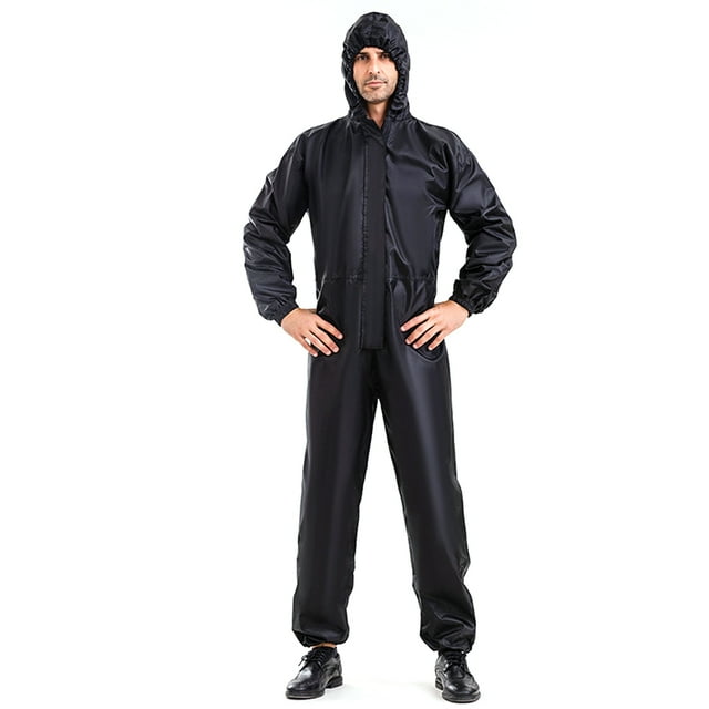 Overol impermeable para lluvia para hombres y mujeres, impermeable cómodo con capucha