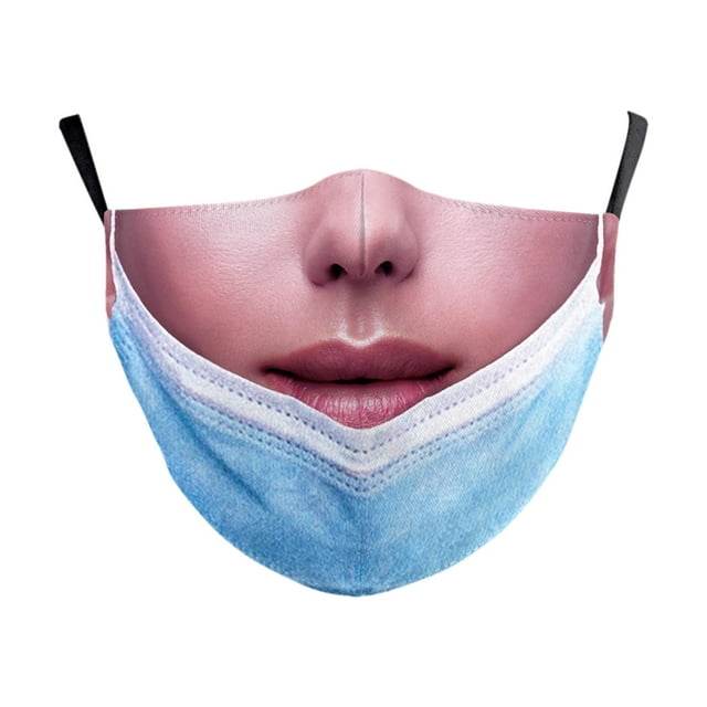 Mascarilla facial divertida de broma para adultos con patrón de broma y truco para cubrirse la boca C