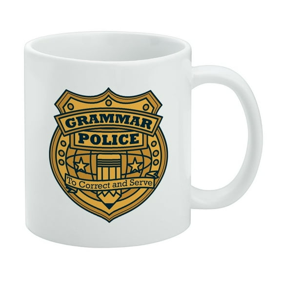 Grammar Police Badge Funny White Mug