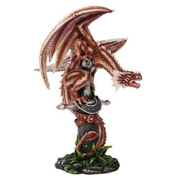 Legendary Roku Dragon Guarding Sword of Mars Attila The Hun Figurine Sculpture