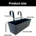 thumbnail image 2 of Scheam Metal Rectangular Railing Planter,4 Pcs Black Hanging Flower Pots with Detachable Hooks,Large Window Planter Boxes,Countryside Style Fence Flower Buckets,for Indoor Outdoor, 2 of 7
