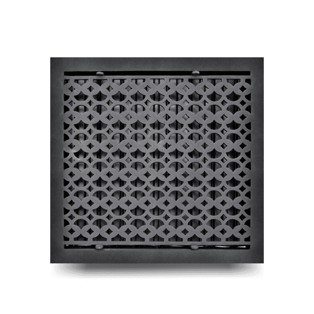 14” x 14” (VR-100) Cast Aluminum Floor Vent Cover with Damper – Tudor Mushroom Design, Powder Coated Repaintable HVAC Register for Floors, Walls & Ceilings-Prima Decorative