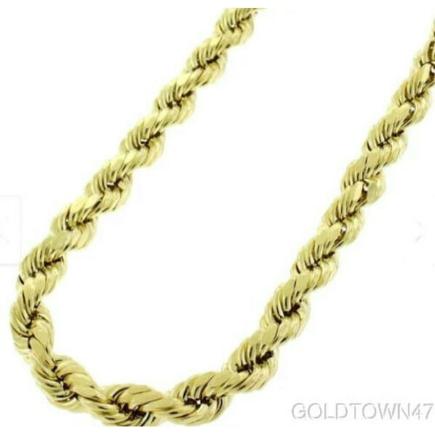 Men's Rope Chain in 14k Yellow Gold 4.5mm Hollow Twisted Link 24, 26 Inch