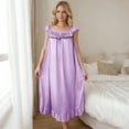 thumbnail image 2 of BUIGTTKLOP Womens Satin Nightgown Short Sleeve Sleepwear Sqaure Neck Full Length Nightshirt Soft Comy Lounge Dress, 2 of 6
