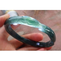 Certified Icy Green Burma Natural A JADE Jadeite Fox Bangle Bracelet 61 mm 656572 TN