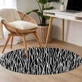 thumbnail image 4 of Round Area Rug 4 Ft, Black Striped Washable Non-Slip Circle Carpet for Living Room/Bedroom, Retro Wave Lines Texture Simple Low-Profile Crawling Mats Collection Rugs for Indoor, 4 of 8