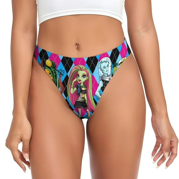 Gokiu Monster High Seamless Thongs for Women Underwear Sexy No Show Panties Bikini Undies
