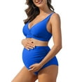 thumbnail image 1 of Ensemble Bikini Deux Pièces Col en V Froncé pour Maternité Bretelles Réglables Maillots de Bain Grossesse, 1 of 7