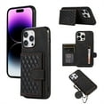 thumbnail image 1 of ELEHOLD for Apple iPhone 11, Wallet Case,Detachable Adjustable Shoulder Strap With Card Holder Shockproof Leather Kickstand Case, black, 1 of 7