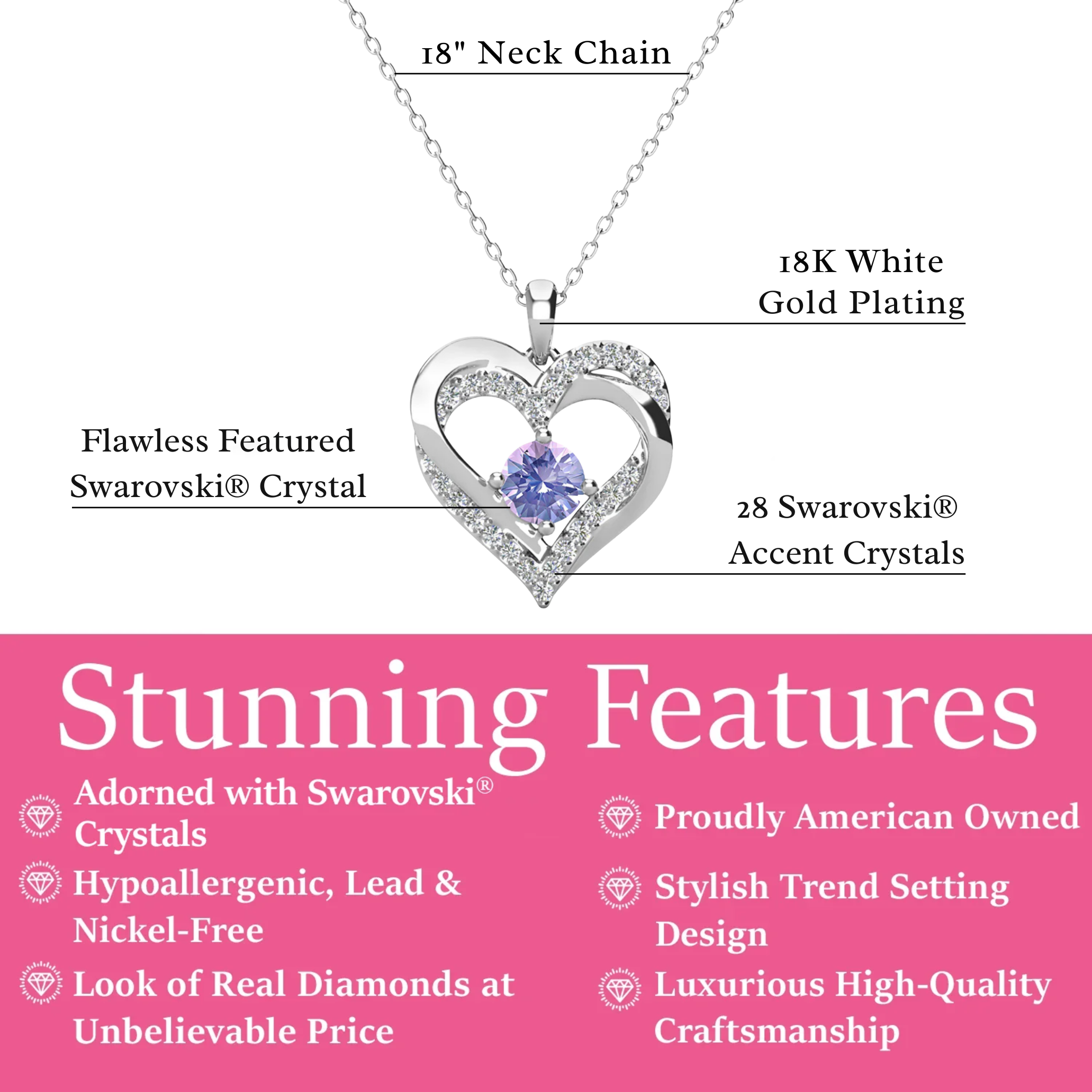 Cate & Chloe Forever June Birthstone Double Heart Necklace photo 7