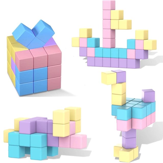 Magnetic Building Blocks 40-Pcs 0.8inch Magnetic Cubes Kids Blocks Toys Construction Building Blocks Set Magnet Learning Sensory Magnet Toys for Kids Toddler Magnetic Toys Toddl