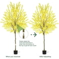 thumbnail image 5 of 6-foot tall artificial winter jasmine tree, made of simulated silk, with a plastic seedling tray, suitable for bedrooms, living rooms, offices, and interior decoration (yellow)., 5 of 7