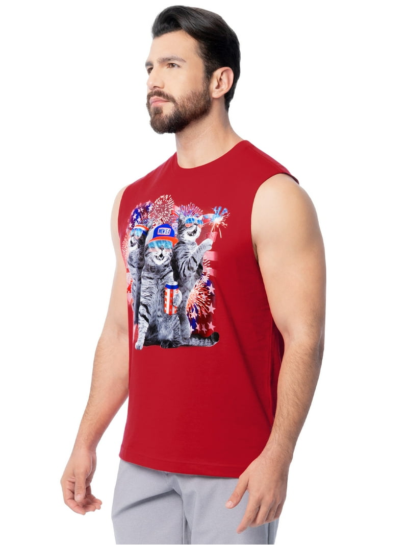 Way To Celebrate Men's Americana Graphic Muscle Tank Sizes S-5XL