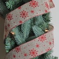 thumbnail image 3 of Northlight Club Pack of 12 Red Snowflake and Beige Burlap Wired Christmas Craft Ribbon Spools - 2.5", 3 of 3