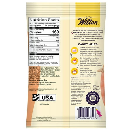 Wilton Melting Chocolate Orange Candy Melts for Cake Pops Candy Making Chips Vanilla Flavored 12oz.