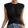 thumbnail image 3 of VBVC Women's Twist Back Cap Sleeve Top , Ladies' Crew Neck Fitted Wrap Blouse , Casual Summer Dressy Tank Top For Women,Black,XS-XL, 3 of 10