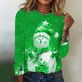 thumbnail image 2 of Bcresic Cute Santa Claus Long Sleeve Shirts for Christmas Womens Snowflake Graphic Tunic Tops Casual Crewneck Basic Tee Xmas Holiday Trendy T-Shirts Funny Going Out Pullover Top,#02_Green,XX-Large, 2 of 4