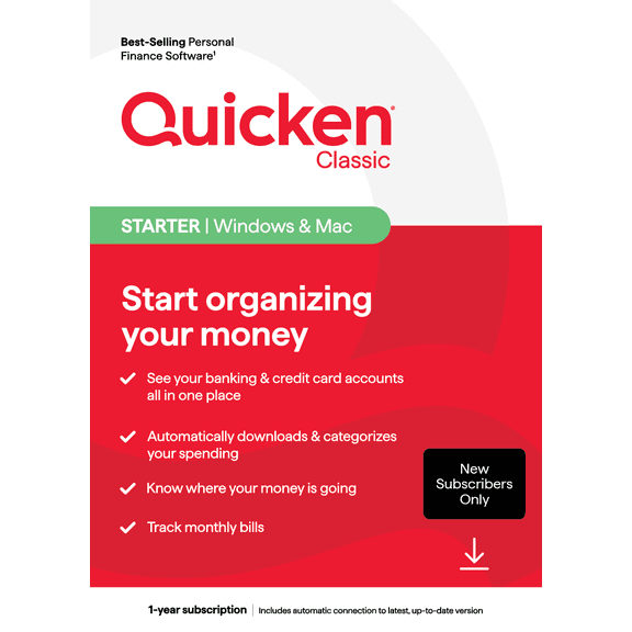 Quicken Classic Starter for Windows & Mac, New Subscribers (Digital Download)