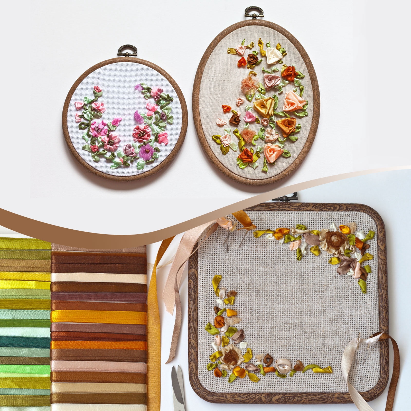 Uxcell 6 Pieces 9.1" Embroidery Hoops Frame Imitated Wood Circle Cross Stitch Hoop Ring for Embroidery Art Craft Handy Sewing Decoration
