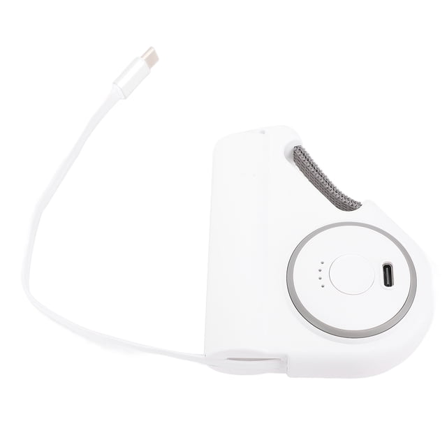 Portable Charger with Retractable Cable, 5000mAh Power Bank with LED Light, Fast Charging for Travel