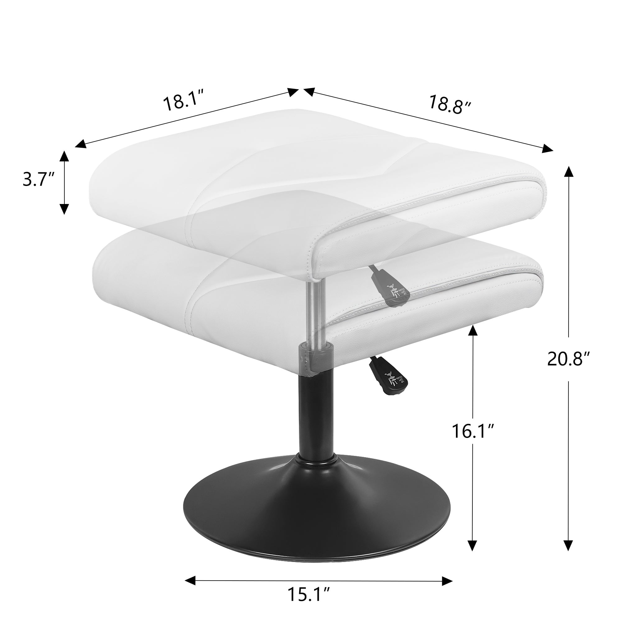 VECELO Footrest Height Adjustable Ottoman Leg and Foot Rest for Work Comfort, Computer Desk Swivel Stool with Thick Padding, Office Seat, White