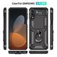 thumbnail image 2 of SaniMore Tri-layer Case for Samsung Galaxy Z Flip 4 6.7", 360° Rotating Holder/Kickstand Ruged PC Back + TPU Bumper Magnetic Car Mount Anti-fingerprint Anti-fall Heavy Duty Protective Case, Black, 2 of 7