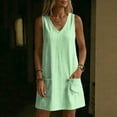 thumbnail image 6 of Stamzod Summer Dresses for Women 2026 Casual V Neck Sleevless Striped Mini Dress Beach Vacation Sundress with Pockets Mint Green D L, 6 of 7