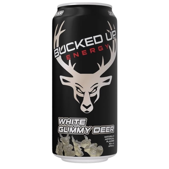 Bucked Up Zero Sugar White Gummy Deer Energy Drink 16 fl oz