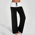 thumbnail image 5 of Pantalones de mezclilla Gibobby Pantalones de yoga sueltos con estampado de cintura elástica y tira de bolsillo de cintura alta para mujer Negro L, 5 of 5