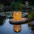 thumbnail image 2 of 2Pcs Solar Outdoor Rattan Lantern Hanging Light, Decorative Patio Garden Backyard Lamp with Woven Wicker Design, Weatherproof Hanging Lighting for Camping & Outdoor Night Ambiance, 5.9"x10", 2 of 6
