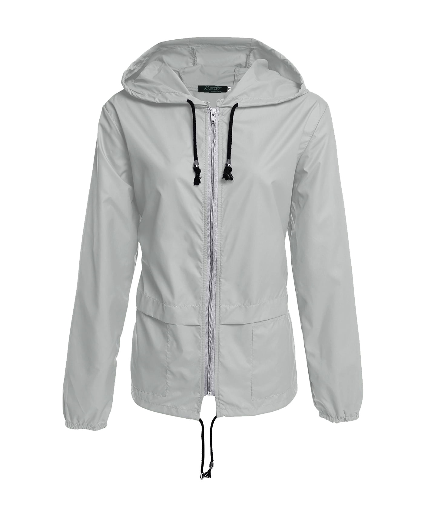 Womens Waterproof Hooded Raincoat Active Outdoor Lightweight Packable Rain Coat Jacket For Women Light Gray S