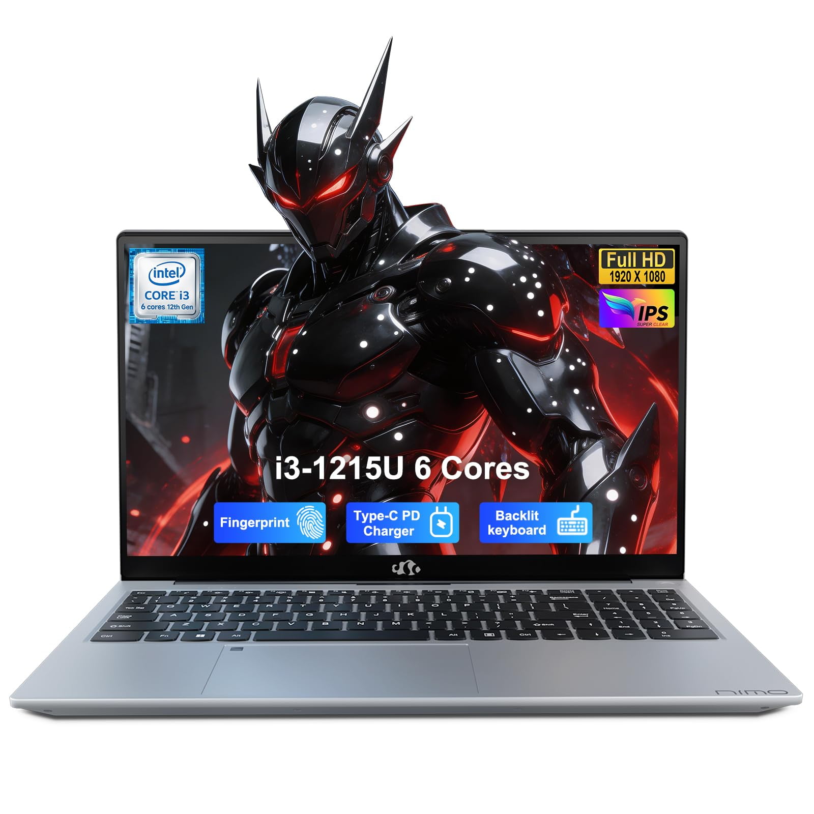 15.6" IPS FHD-Laptop, 16GB RAM, 1TB SSD, Intel 6-Cores i3-1215U (Beat i5-1135G7), 65W Type-C, Fingerprint, Computer with Backlit Keyboard Fingerprint laptops for Business and Student, Wi-Fi 6, Win 11